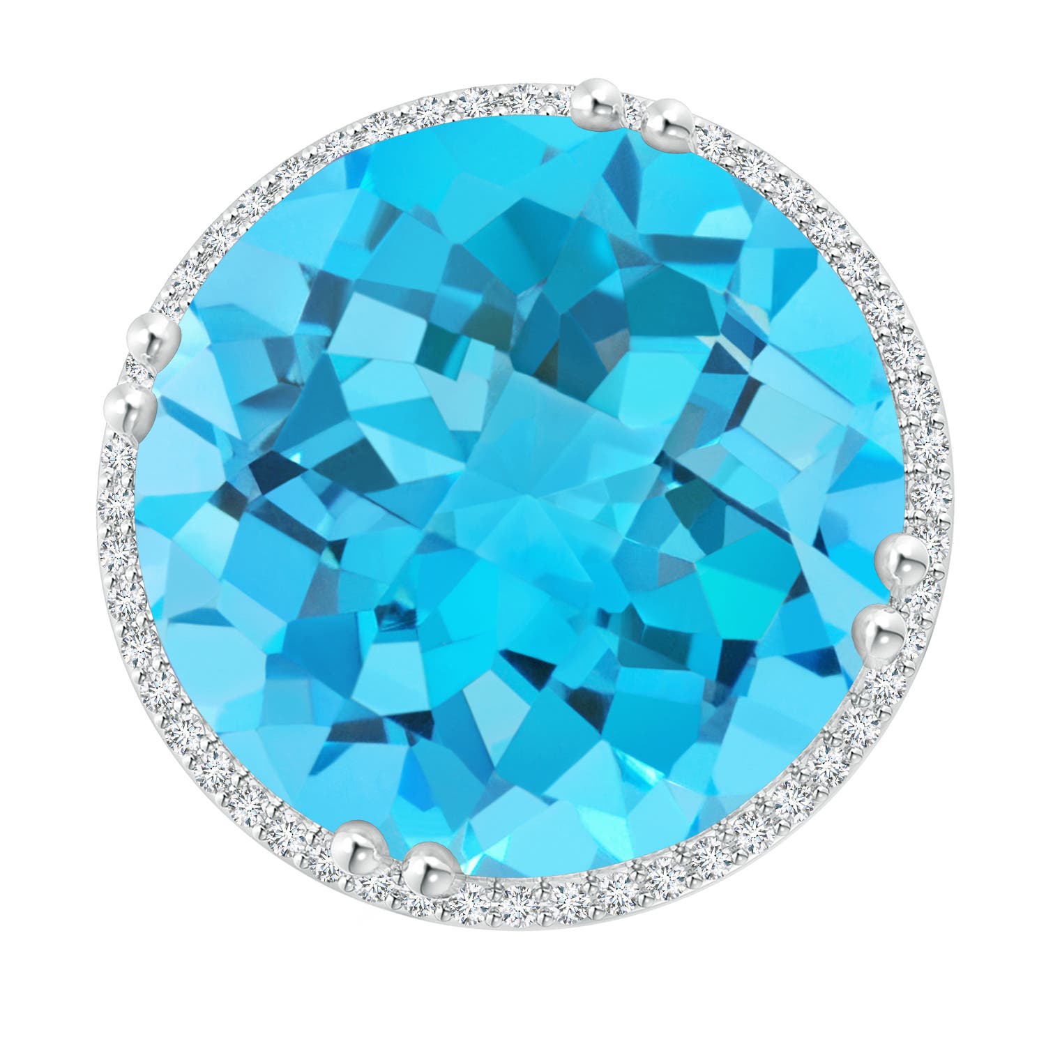 A - Swiss Blue Topaz / 24.26 CT / 14 KT White Gold