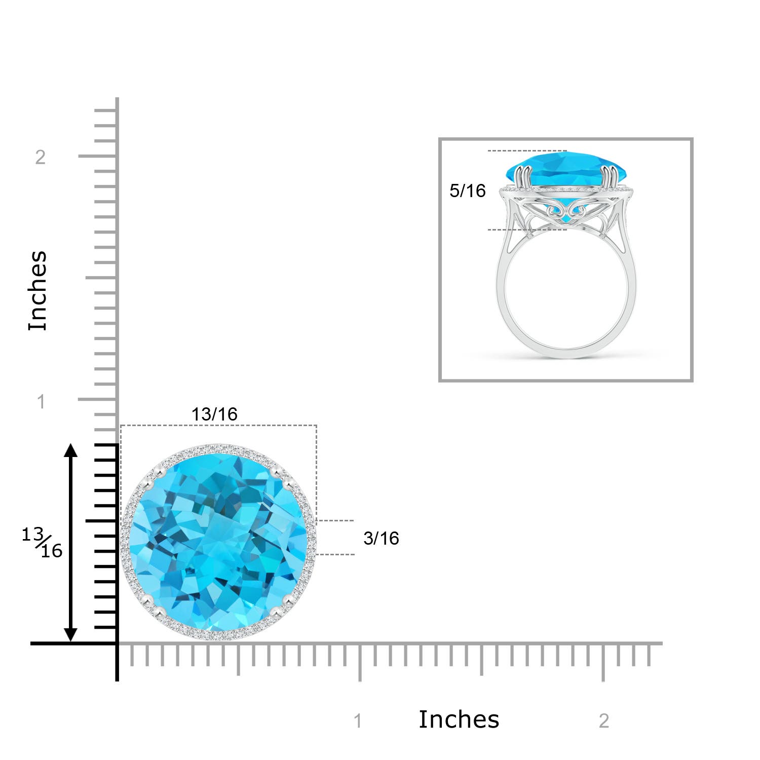 A - Swiss Blue Topaz / 24.26 CT / 14 KT White Gold