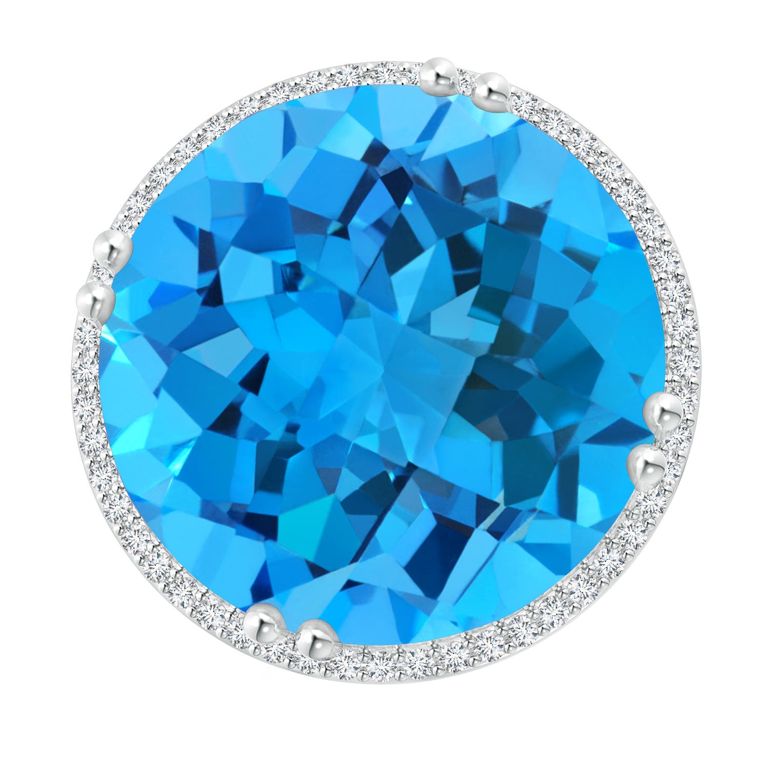 AAA - Swiss Blue Topaz / 24.26 CT / 14 KT White Gold