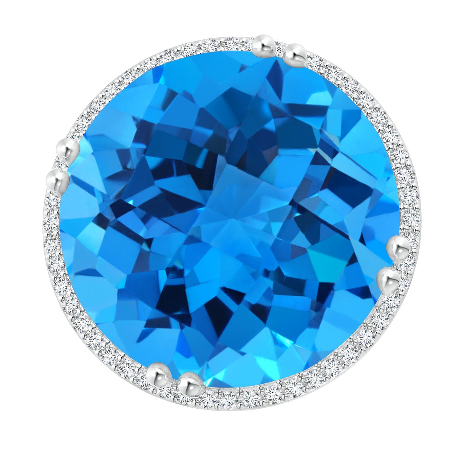 AAAA - Swiss Blue Topaz / 24.26 CT / 14 KT White Gold