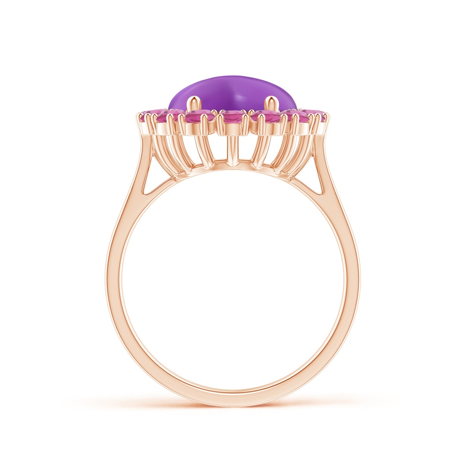 12x10mm AAA Oval Cabochon Amethyst and Pink Tourmaline Halo Ring in Rose Gold product image