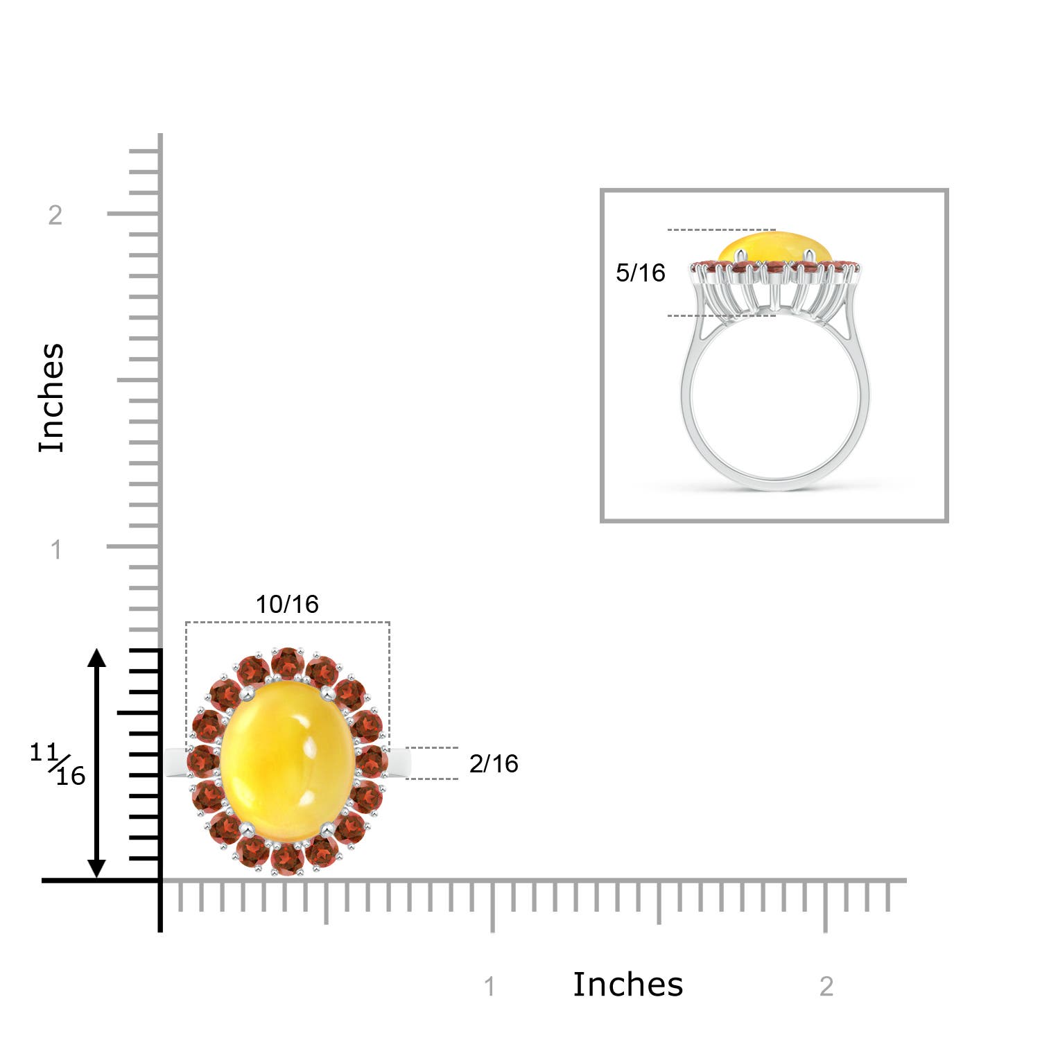 AA - Citrine / 6.24 CT / 14 KT White Gold