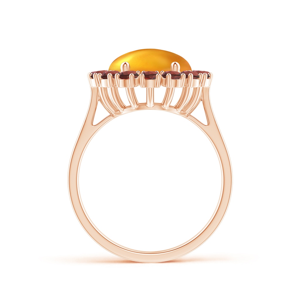 12x10mm AAAA Oval Cabochon Citrine and Garnet Halo Ring in Rose Gold Product Image