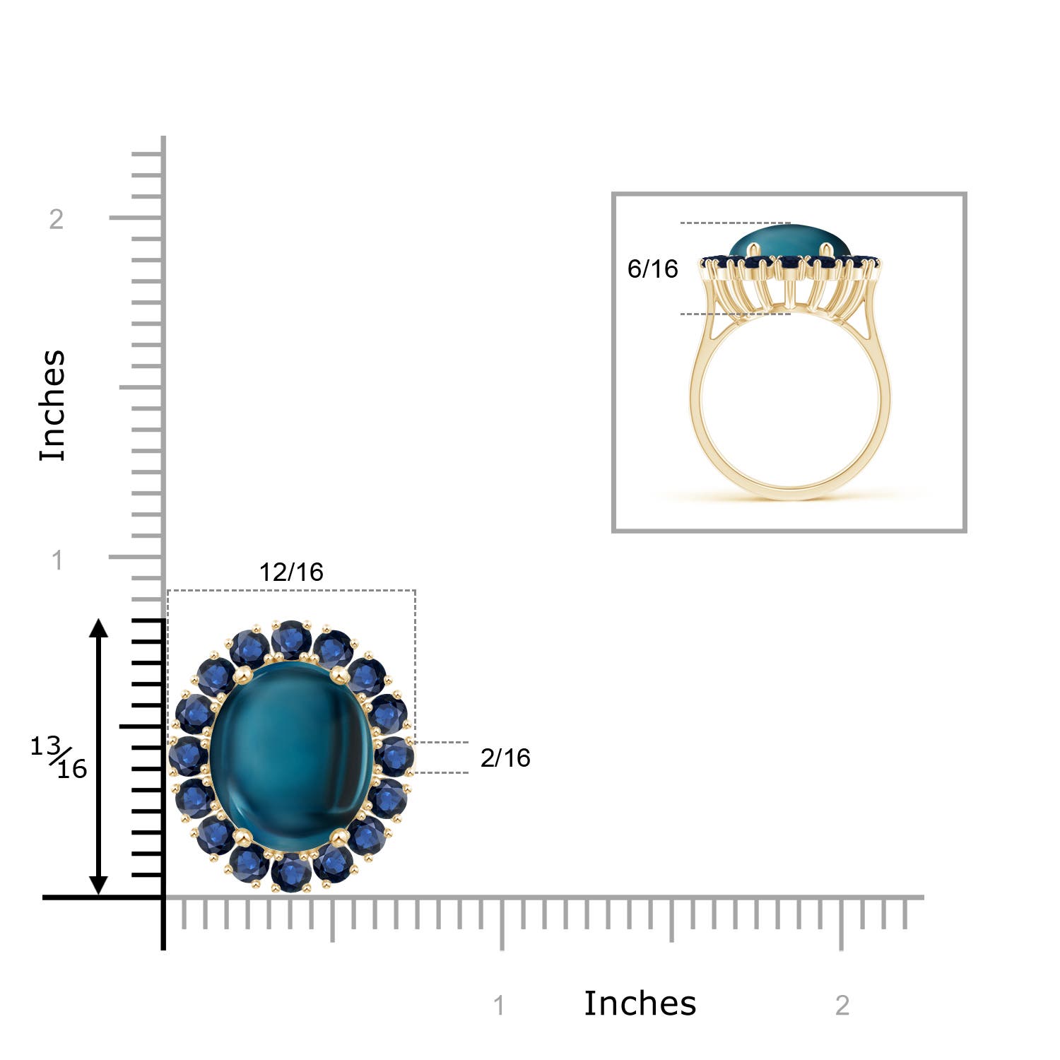 AA - London Blue Topaz / 15.24 CT / 14 KT Yellow Gold