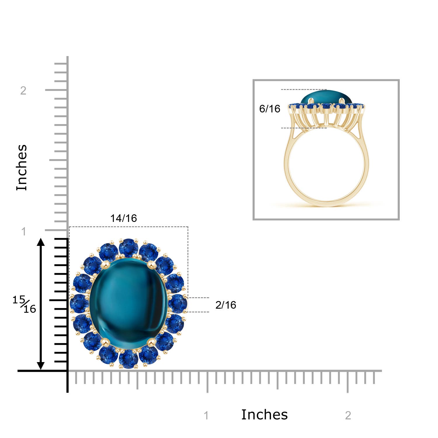 AAA - London Blue Topaz / 20.52 CT / 14 KT Yellow Gold