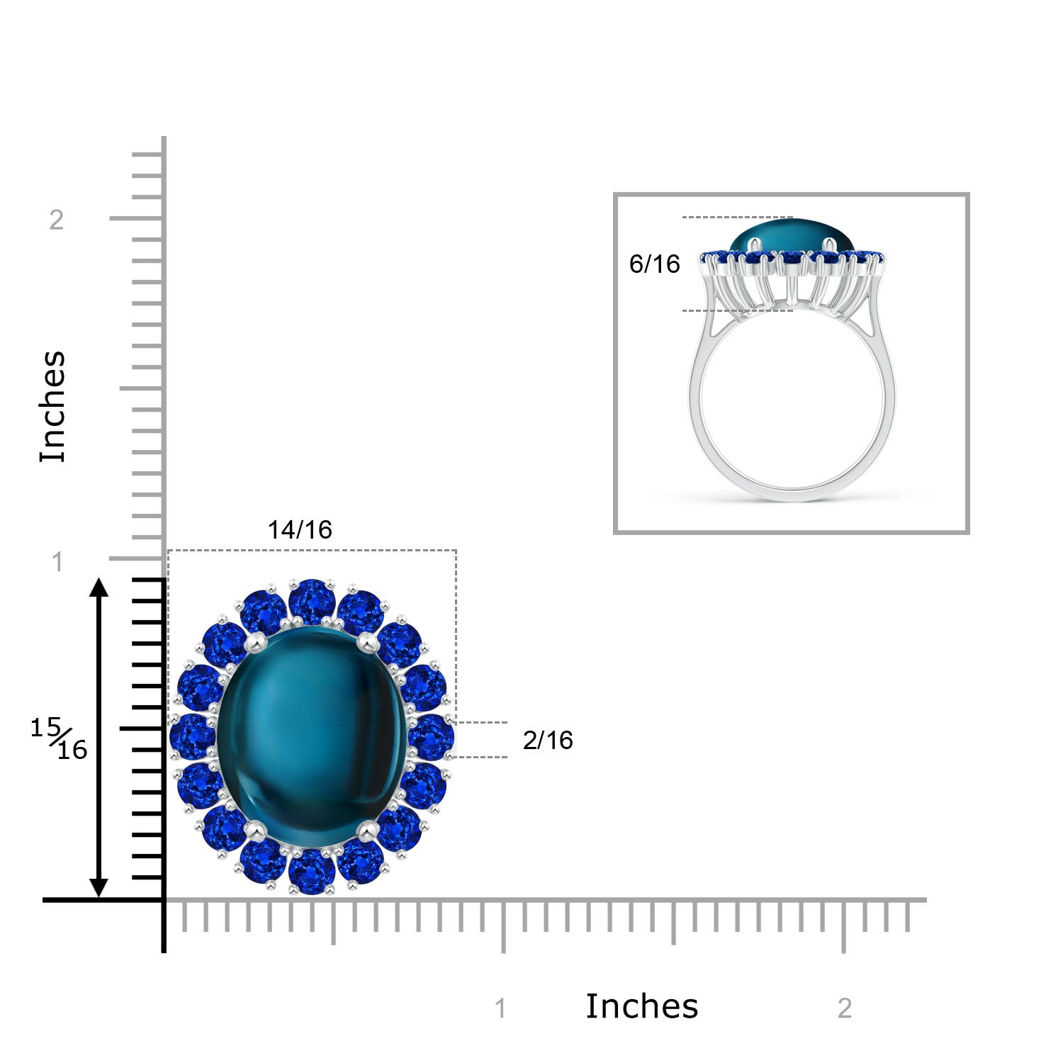 AAAA - London Blue Topaz / 20.52 CT / 14 KT White Gold