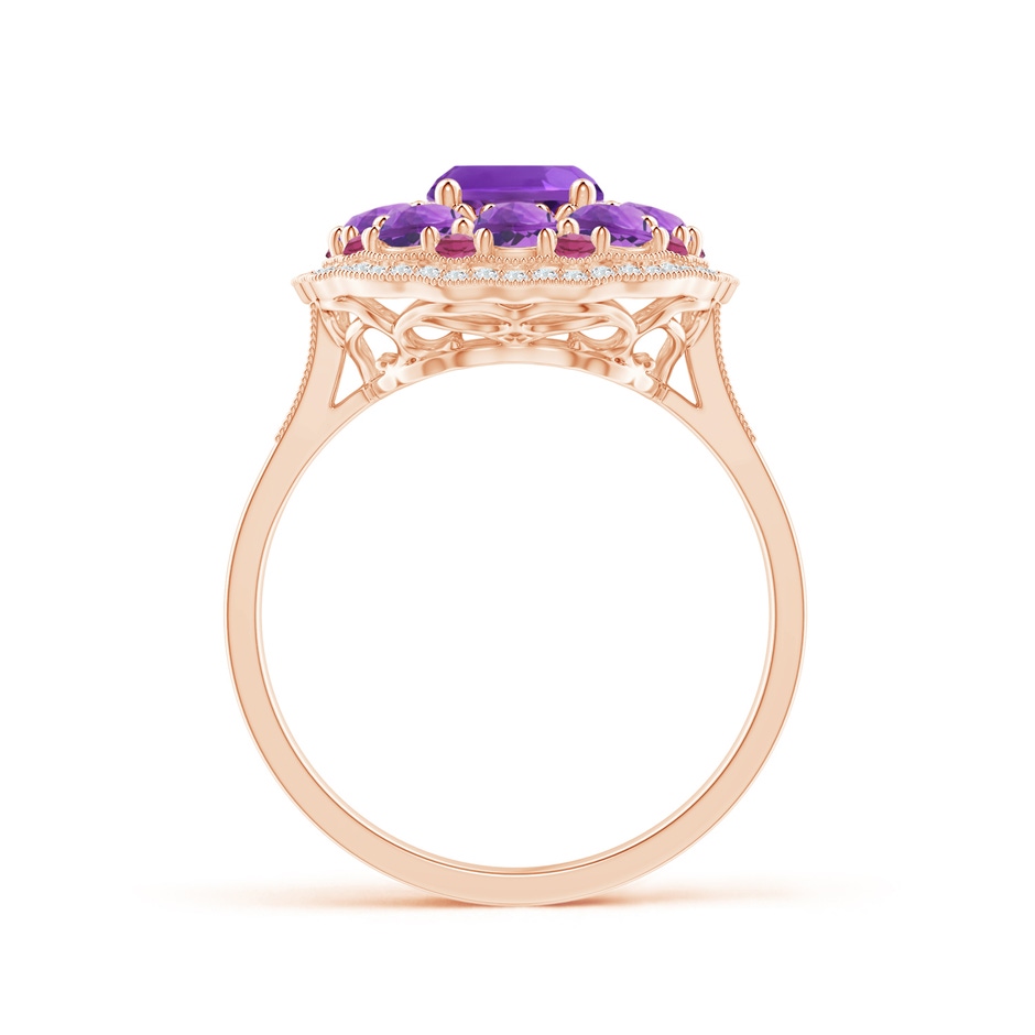 8x6mm AAAA Cushion Amethyst Cocktail Ring with Milgrain Detailing in Rose Gold product image