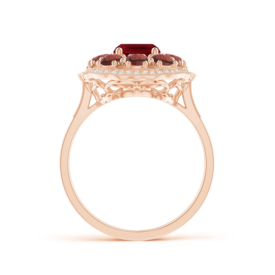 8x6mm AAAA Cushion Garnet Cocktail Ring with Milgrain Detailing in Rose Gold product image