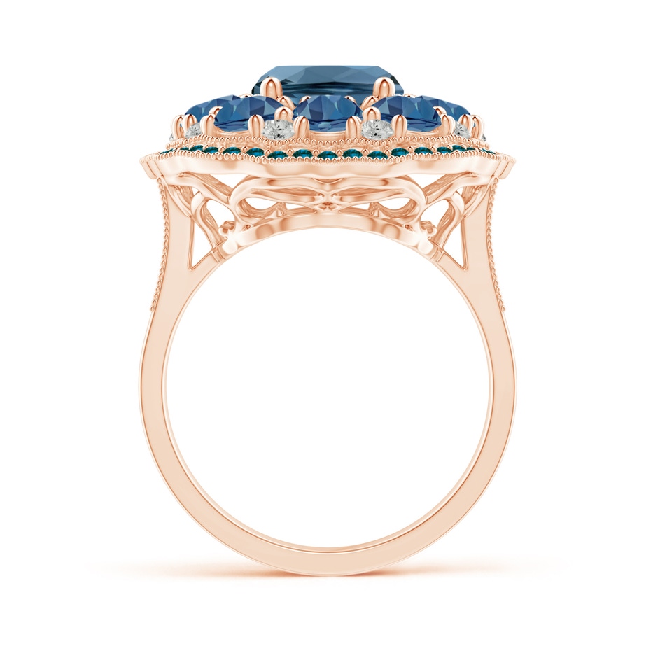 10x8mm A Cushion London Blue Topaz Cocktail Ring with Milgrain in Rose Gold product image