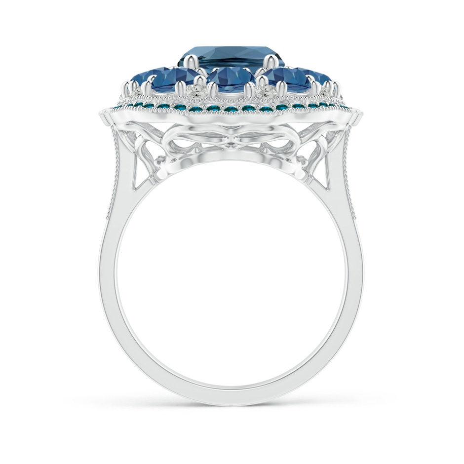 10x8mm A Cushion London Blue Topaz Cocktail Ring with Milgrain in White Gold product image