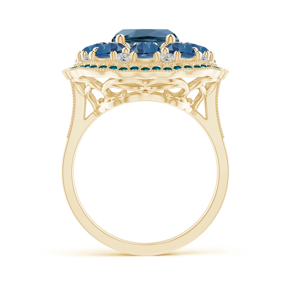 10x8mm A Cushion London Blue Topaz Cocktail Ring with Milgrain in Yellow Gold product image
