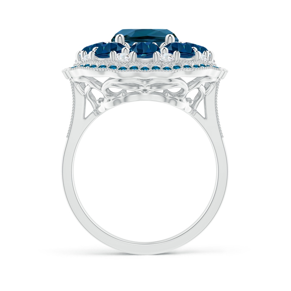 10x8mm AAAA Cushion London Blue Topaz Cocktail Ring with Milgrain in White Gold product image