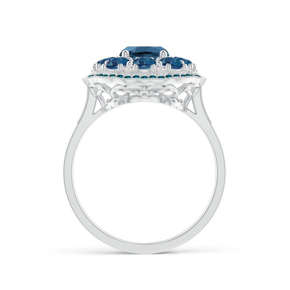 8x6mm AA Cushion London Blue Topaz Cocktail Ring with Milgrain in White Gold product image