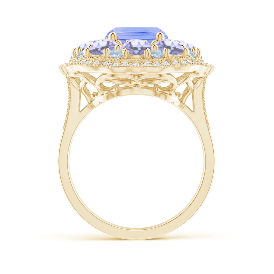 10x8mm A Cushion Tanzanite Cocktail Ring with Milgrain Detailing in Yellow Gold Product Image