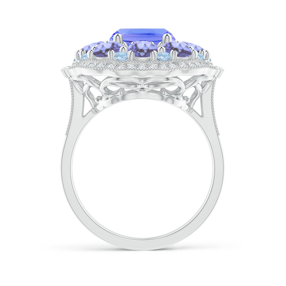 10x8mm AA Cushion Tanzanite Cocktail Ring with Milgrain Detailing in White Gold Product Image
