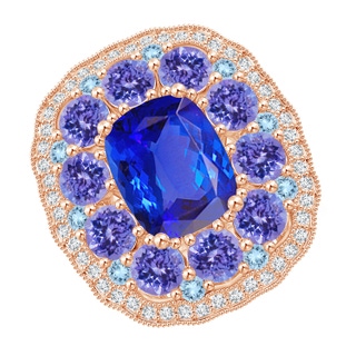 10x8mm AAA Cushion Tanzanite Cocktail Ring with Milgrain Detailing in Rose Gold