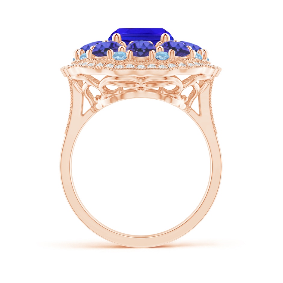 10x8mm AAA Cushion Tanzanite Cocktail Ring with Milgrain Detailing in Rose Gold Product Image