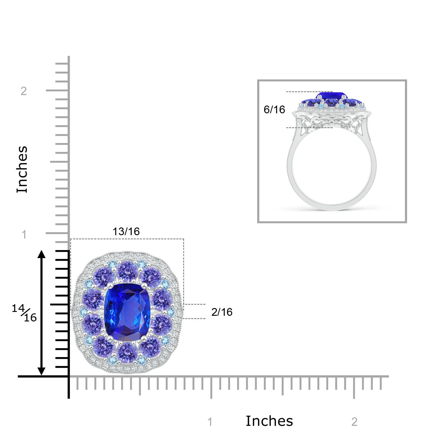 AAA - Tanzanite / 5.75 CT / 14 KT White Gold