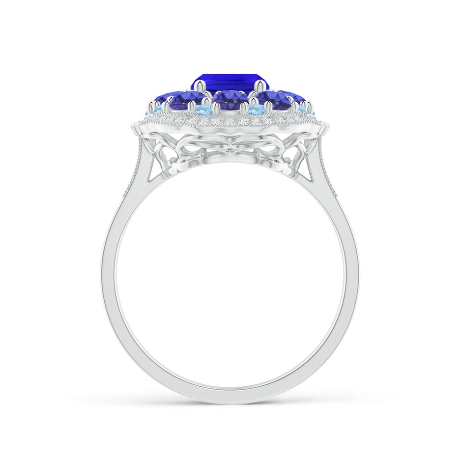 8x6mm AAA Cushion Tanzanite Cocktail Ring with Milgrain Detailing in White Gold product image