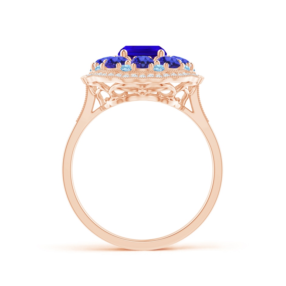 8x6mm AAAA Cushion Tanzanite Cocktail Ring with Milgrain Detailing in Rose Gold product image