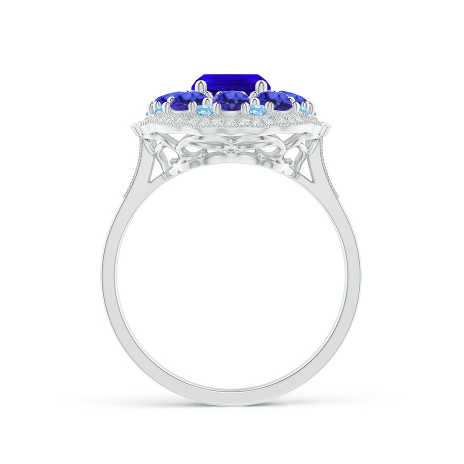 8x6mm AAAA Cushion Tanzanite Cocktail Ring with Milgrain Detailing in White Gold Product Image