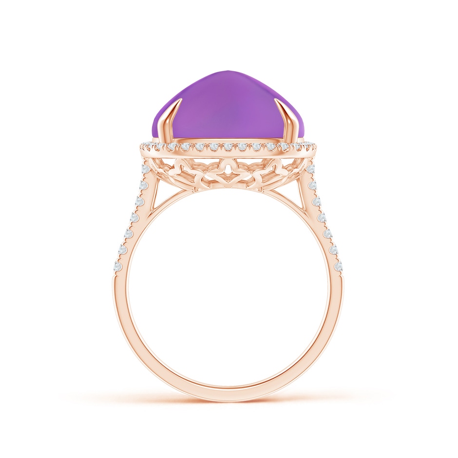 13mm AAA Sugarloaf Cabochon Amethyst Ring with Diamond Halo in Rose Gold product image