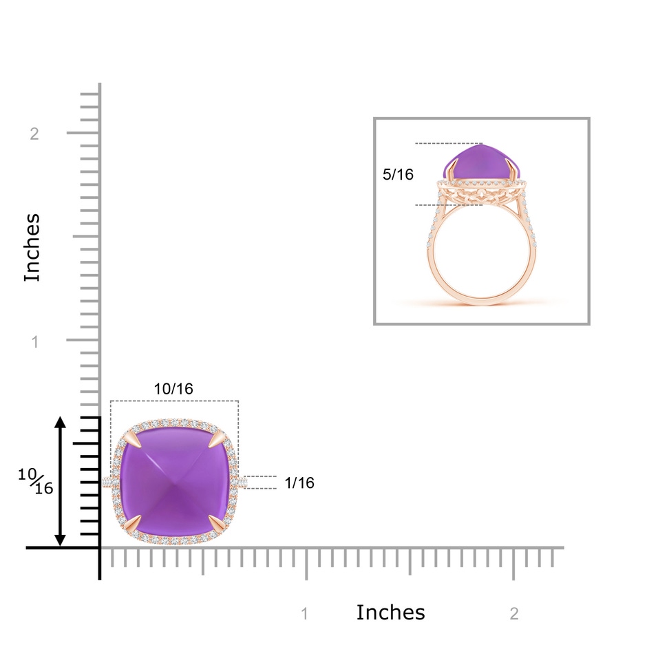 13mm AAA Sugarloaf Cabochon Amethyst Ring with Diamond Halo in Rose Gold product image