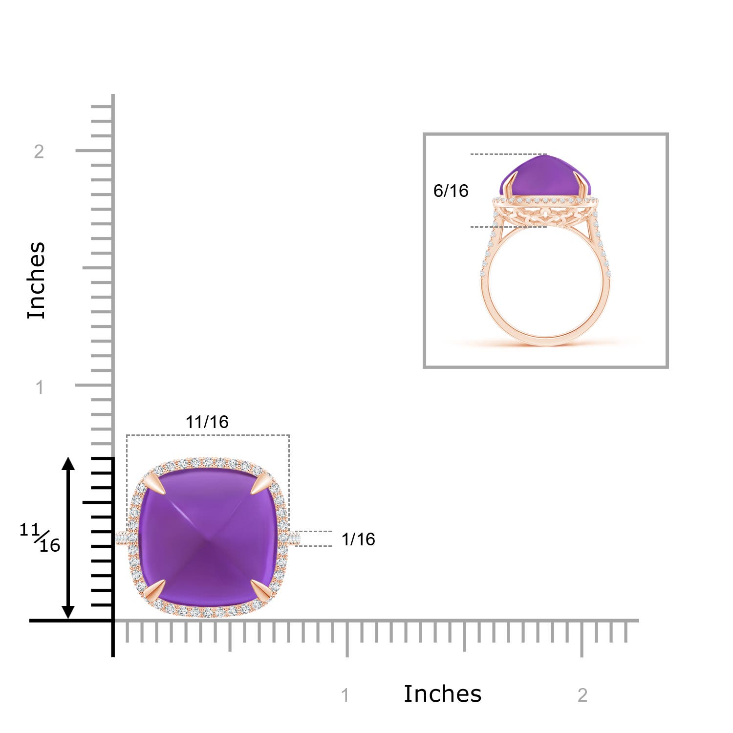 AAAA - Amethyst / 16.02 CT / 14 KT Rose Gold