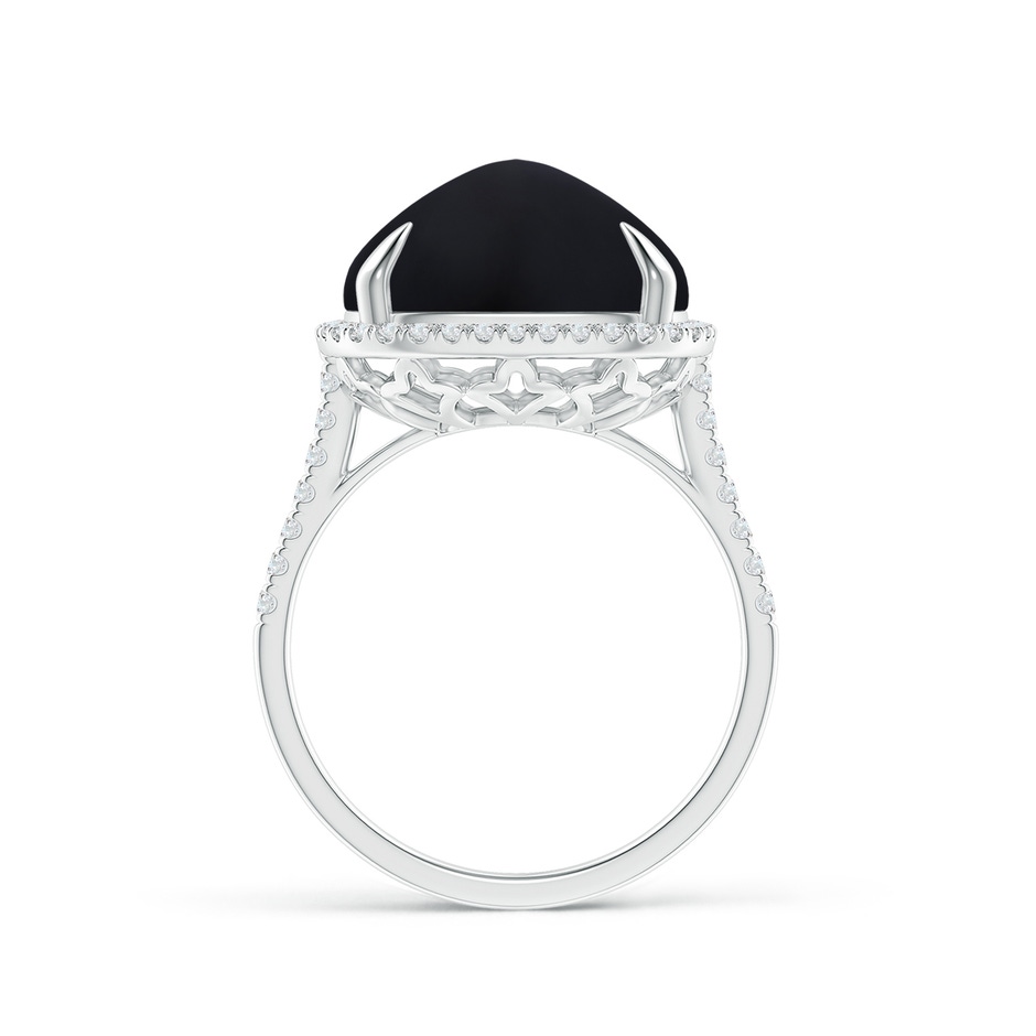 13mm AAA Sugarloaf Cabochon Black Onyx Ring with Diamond Halo in White Gold product image