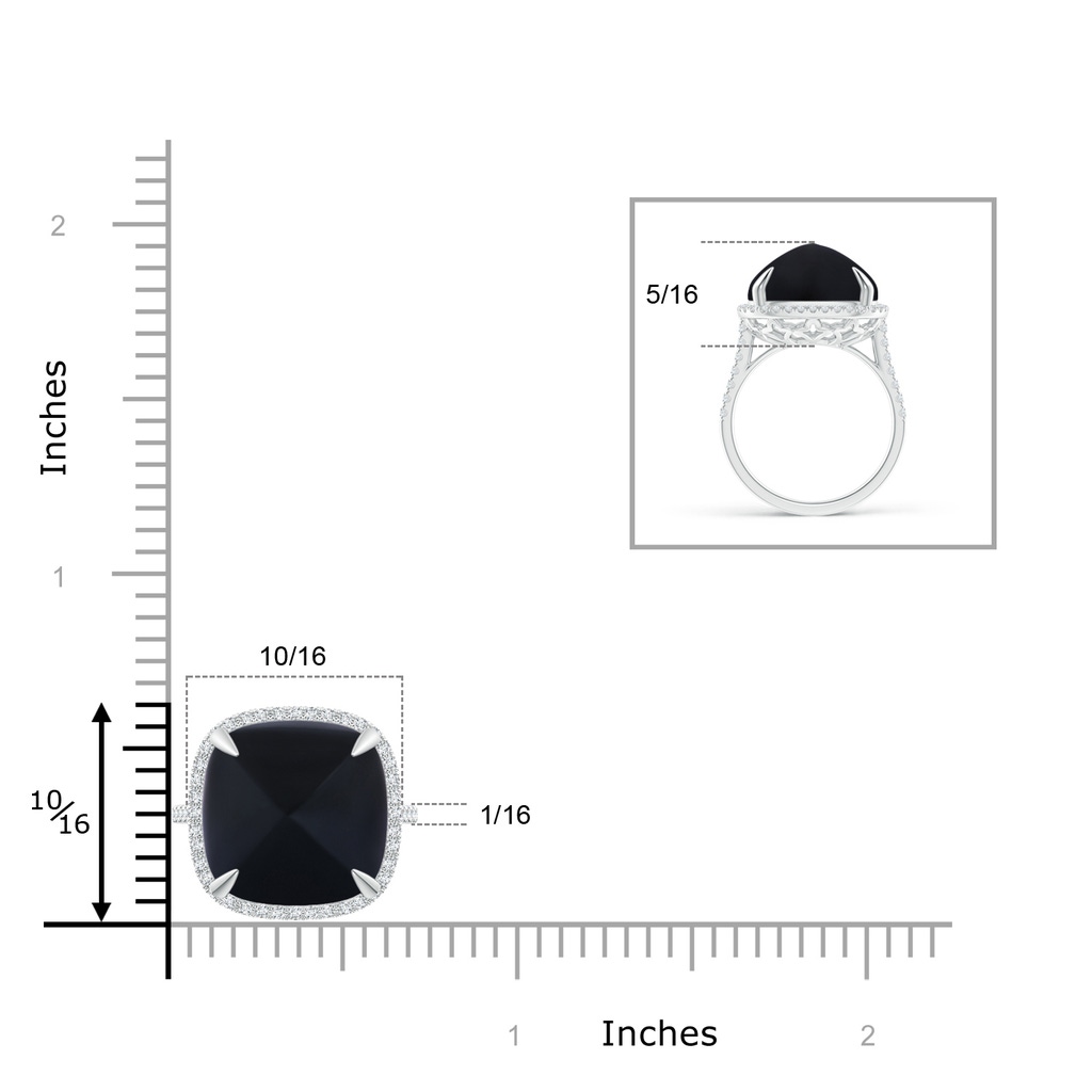 13mm AAA Sugarloaf Cabochon Black Onyx Ring with Diamond Halo in White Gold Product Image