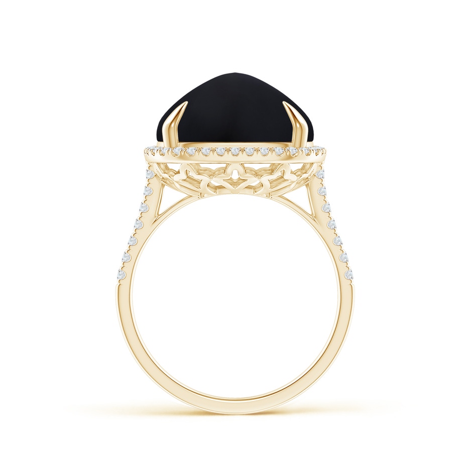 13mm AAA Sugarloaf Cabochon Black Onyx Ring with Diamond Halo in Yellow Gold product image