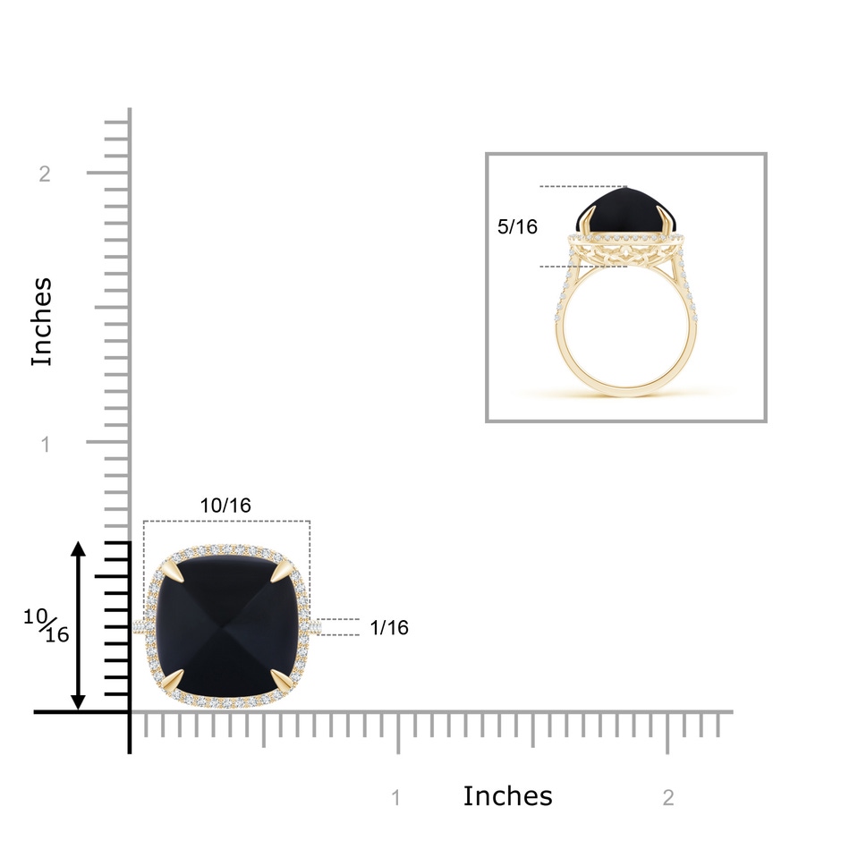 13mm AAA Sugarloaf Cabochon Black Onyx Ring with Diamond Halo in Yellow Gold product image