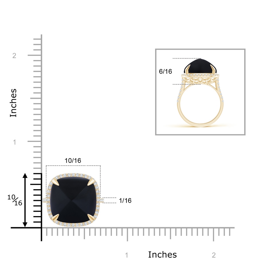 14mm AAA Sugarloaf Cabochon Black Onyx Ring with Diamond Halo in Yellow Gold product image