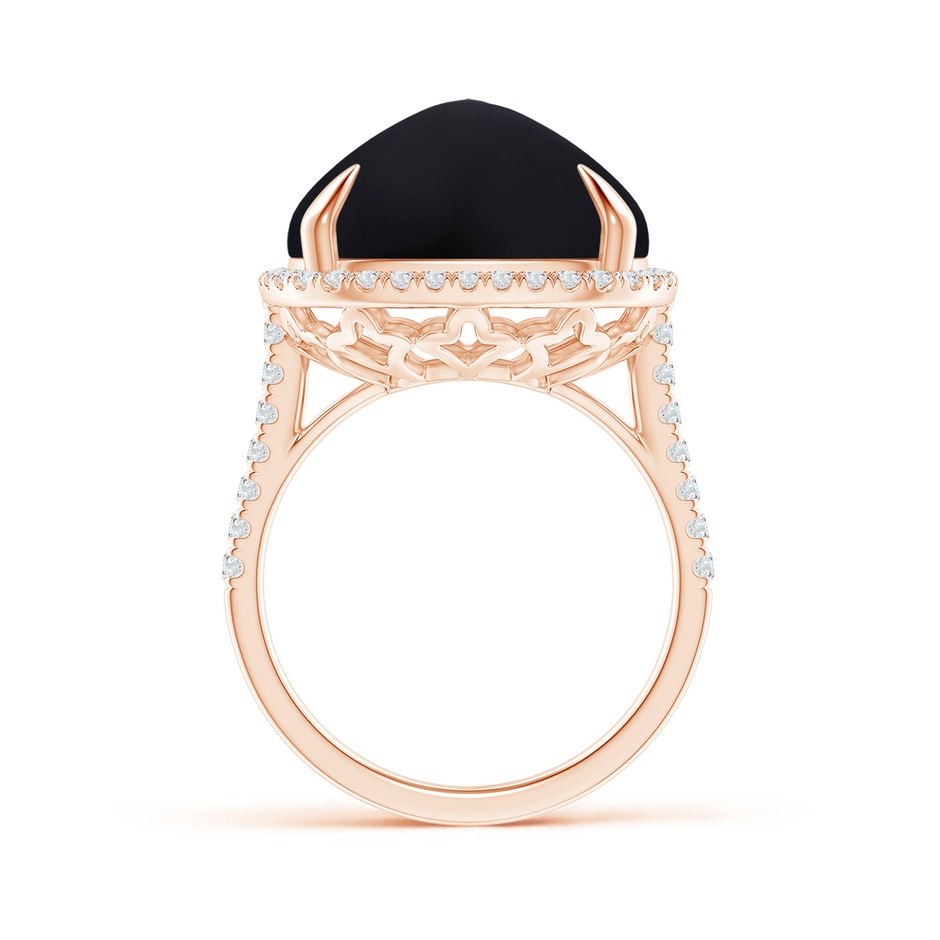 15mm AAA Sugarloaf Cabochon Black Onyx Ring with Diamond Halo in Rose Gold product image