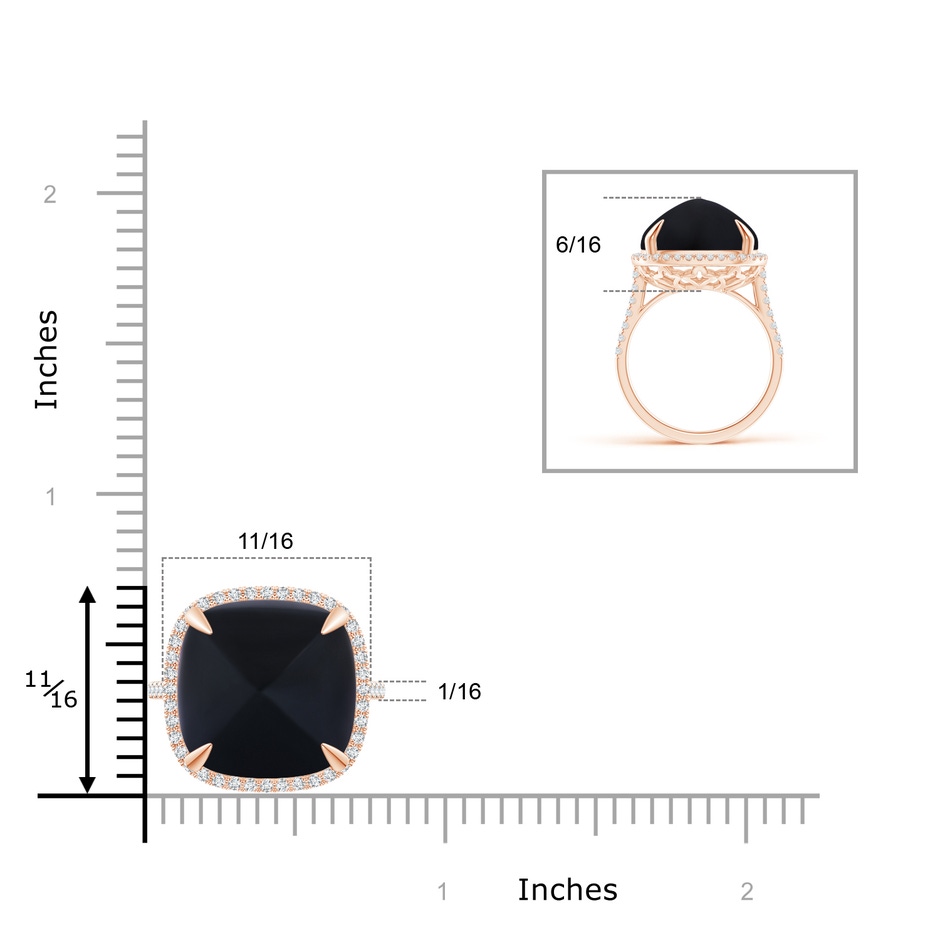 15mm AAA Sugarloaf Cabochon Black Onyx Ring with Diamond Halo in Rose Gold product image