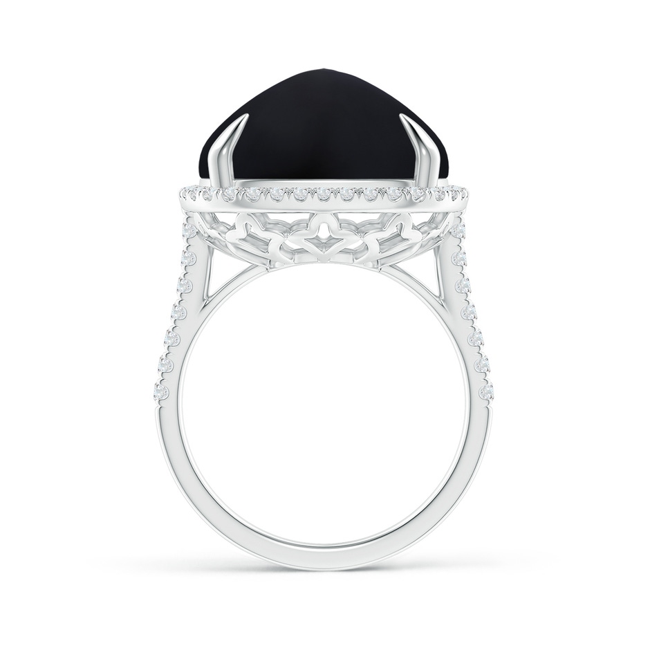 15mm AAA Sugarloaf Cabochon Black Onyx Ring with Diamond Halo in White Gold product image