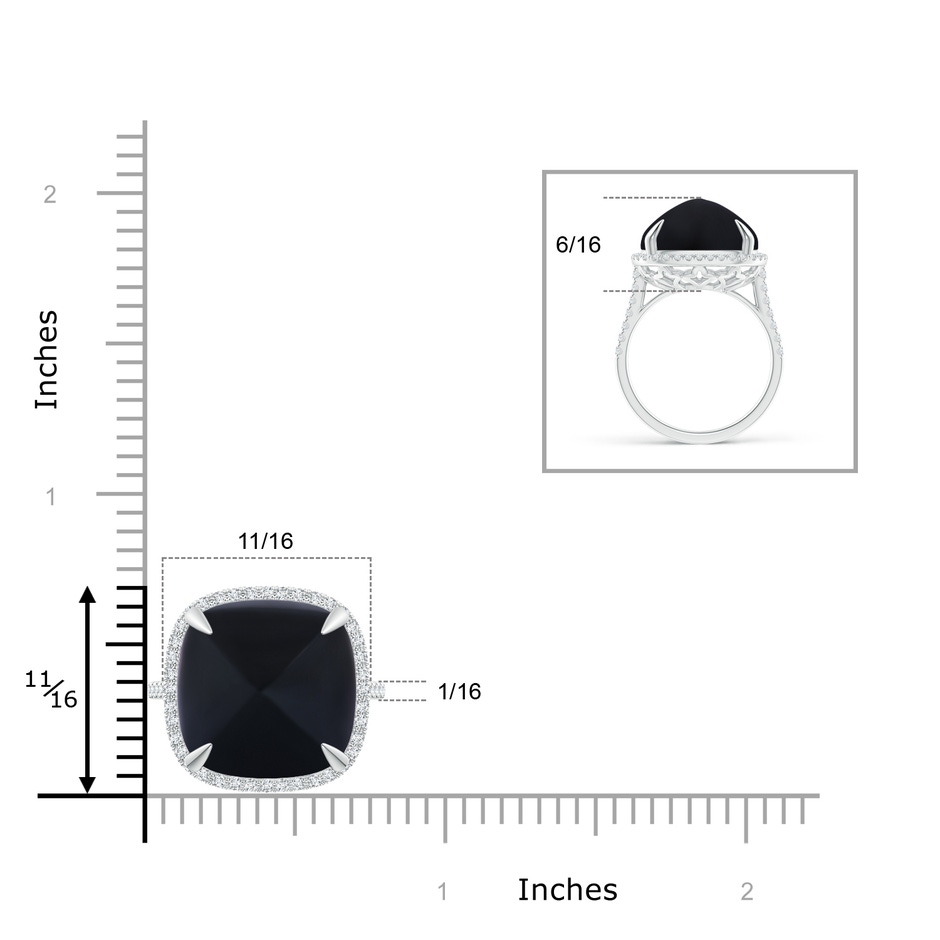 15mm AAA Sugarloaf Cabochon Black Onyx Ring with Diamond Halo in White Gold product image