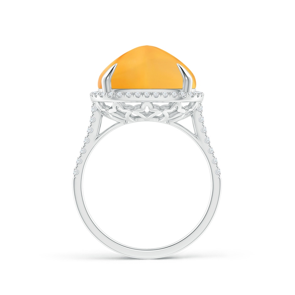 13mm AAA Sugarloaf Cabochon Citrine Ring with Diamond Halo in White Gold product image