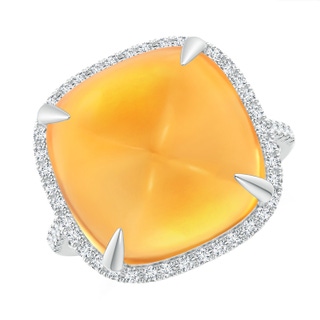 14mm AAA Sugarloaf Cabochon Citrine Ring with Diamond Halo in White Gold