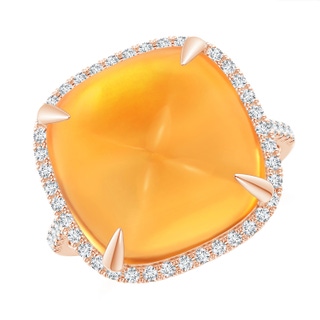14mm AAAA Sugarloaf Cabochon Citrine Ring with Diamond Halo in Rose Gold