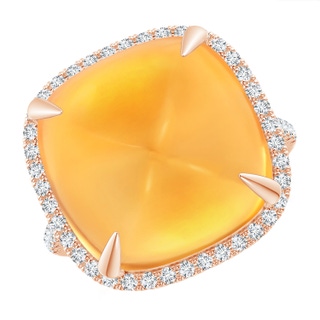 15mm AAA Sugarloaf Cabochon Citrine Ring with Diamond Halo in Rose Gold