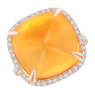 15mm AAAA Sugarloaf Cabochon Citrine Ring with Diamond Halo in Rose Gold