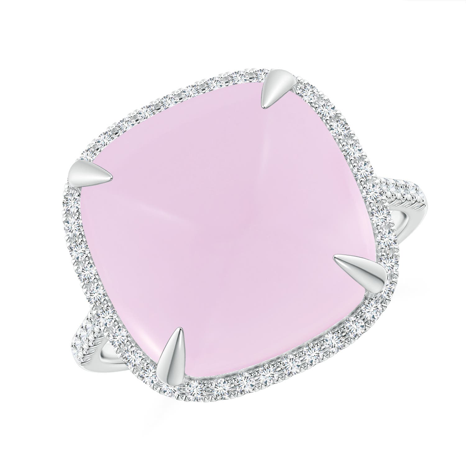 A - Rose Quartz / 10.51 CT / 14 KT White Gold