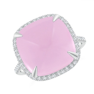 13mm AAA Sugarloaf Cabochon Rose Quartz Ring with Diamond Halo in White Gold