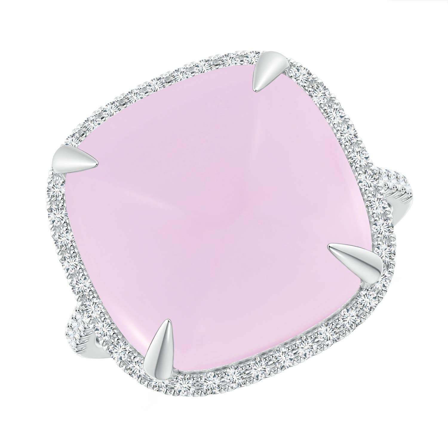 A - Rose Quartz / 12.41 CT / 14 KT White Gold