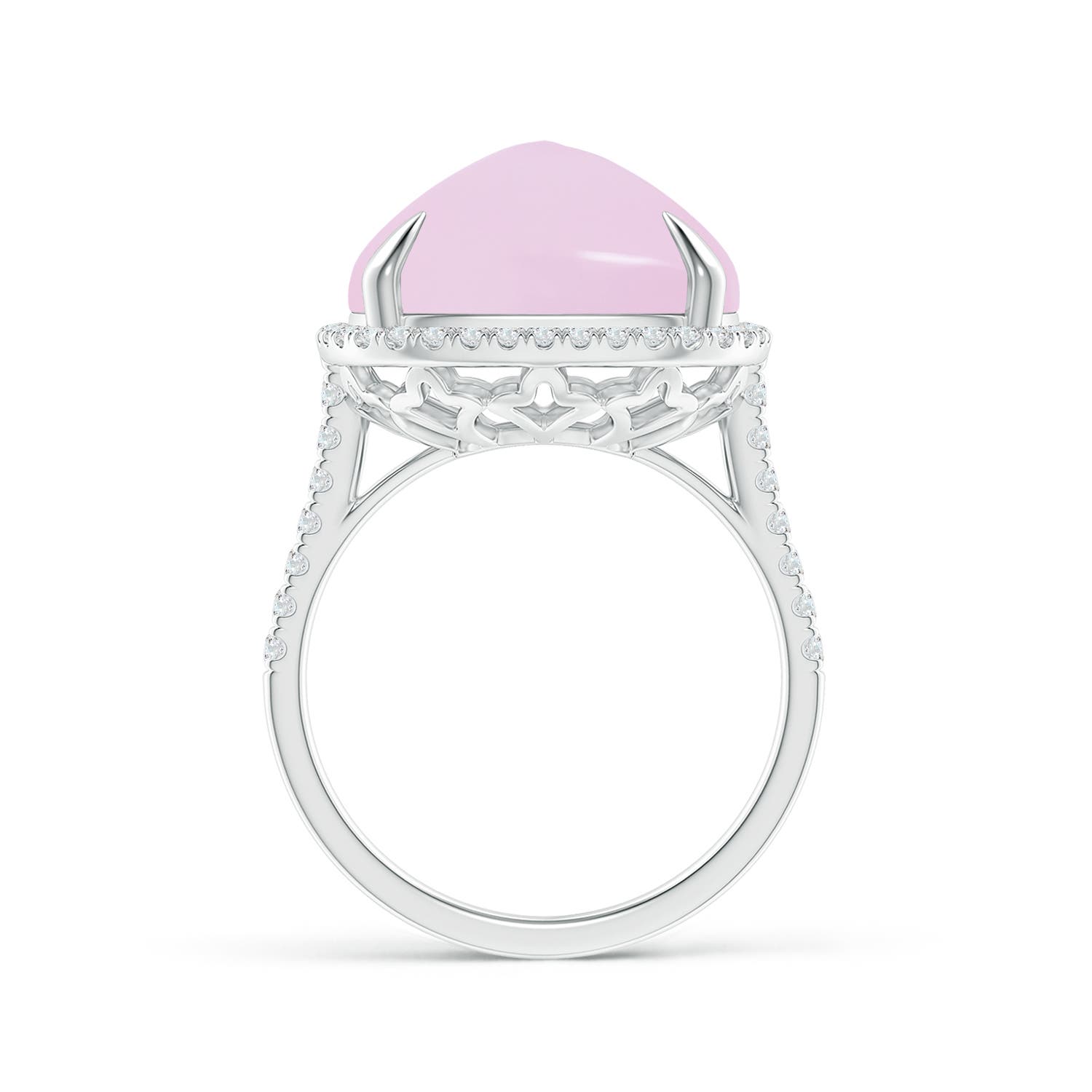 A - Rose Quartz / 12.41 CT / 14 KT White Gold