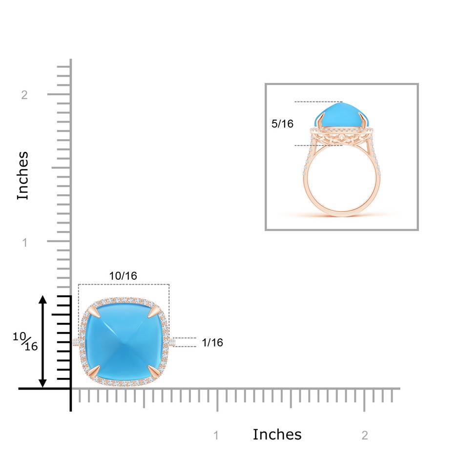 13mm AAA Sugarloaf Cabochon Swiss Blue Topaz Ring with Diamond Halo in Rose Gold product image