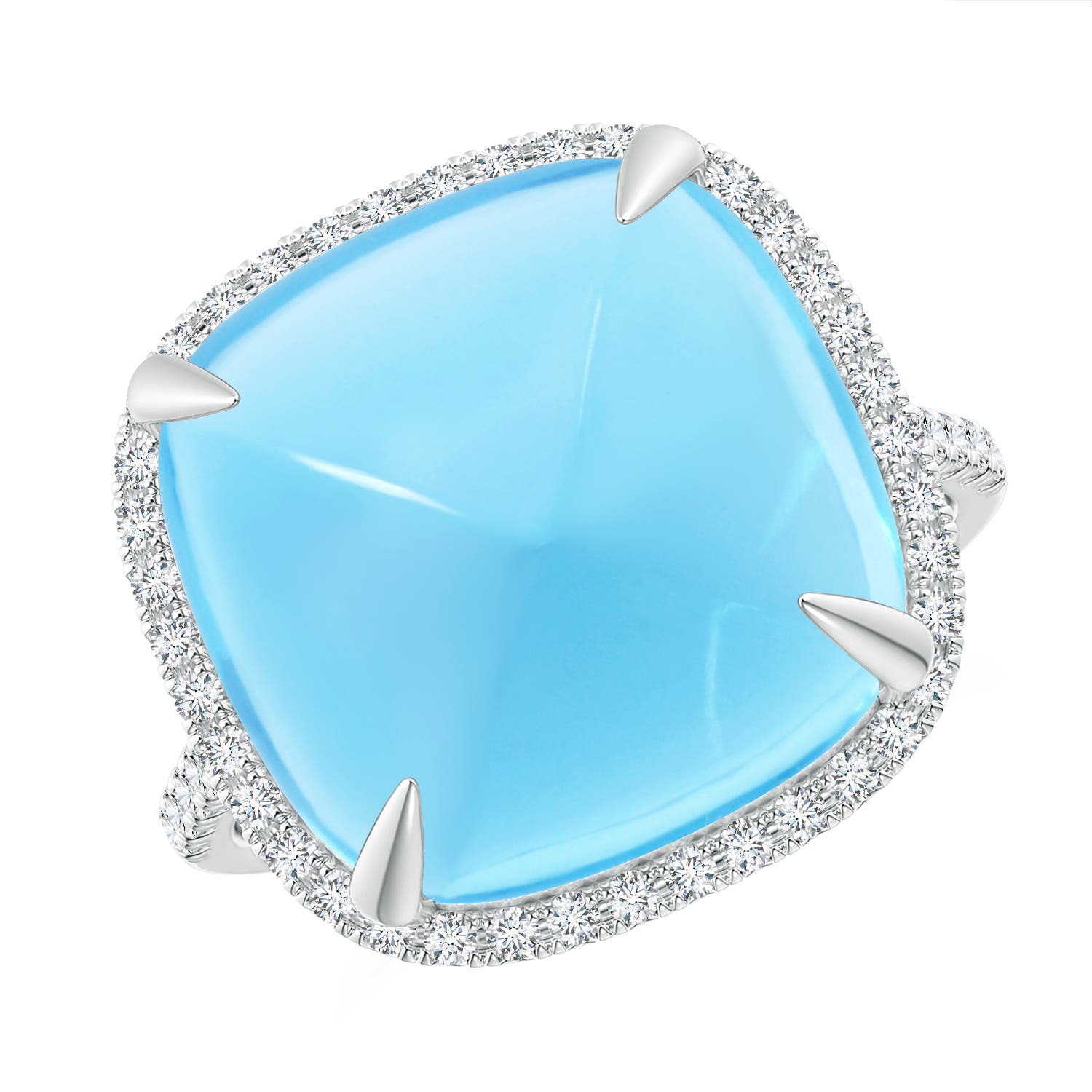 A - Swiss Blue Topaz / 15.41 CT / 14 KT White Gold