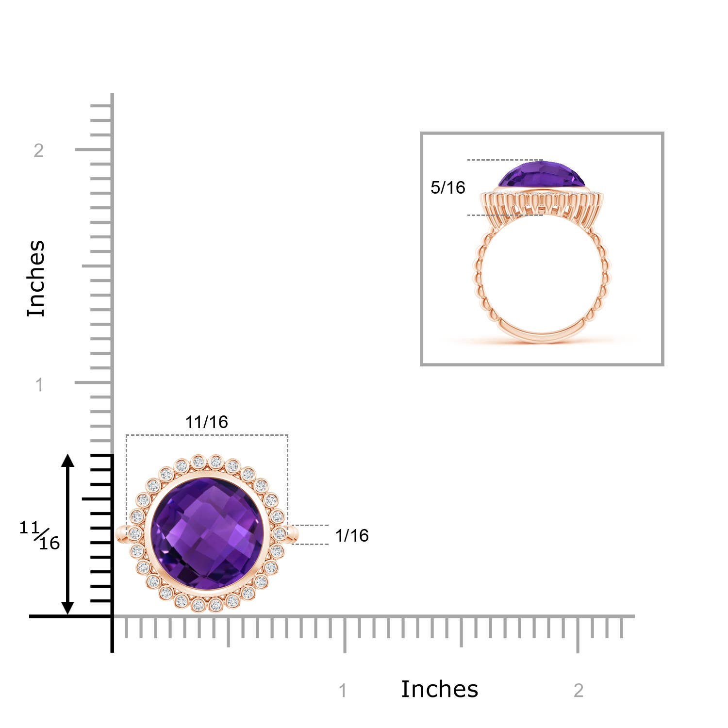 AAAA - Amethyst / 5.01 CT / 14 KT Rose Gold