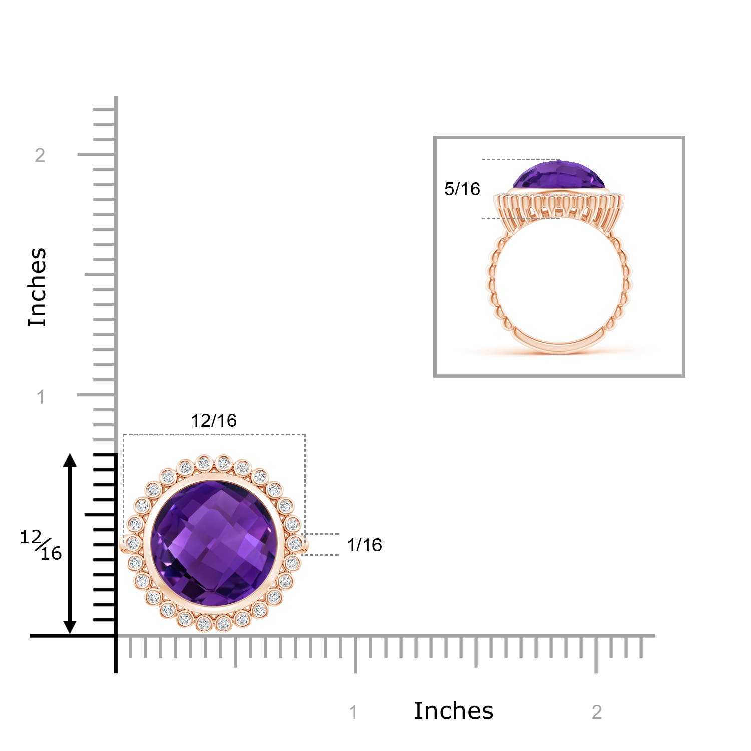 AAAA - Amethyst / 5.71 CT / 14 KT Rose Gold